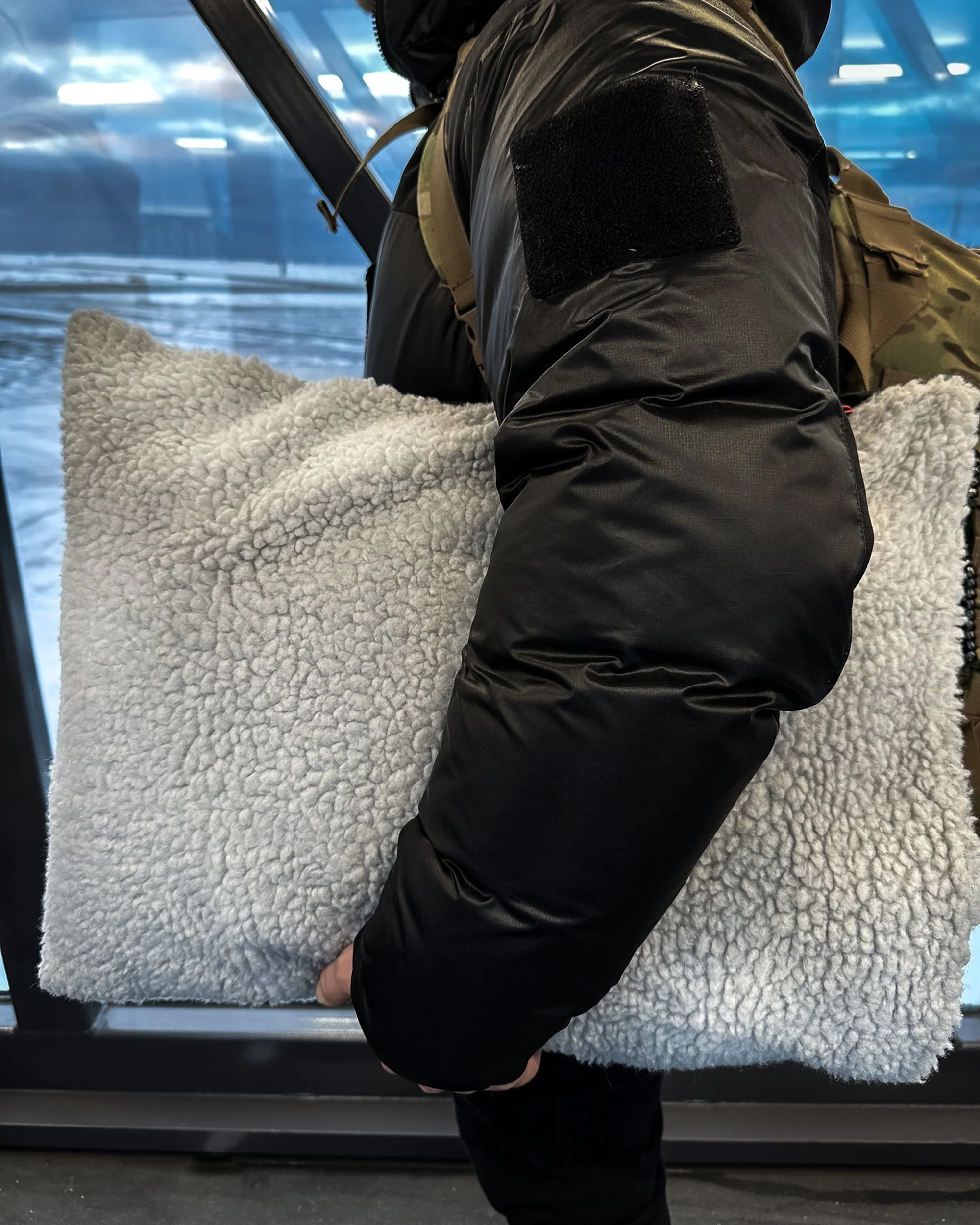 Black Grey Packable Travel Cushion Cover - Image 5