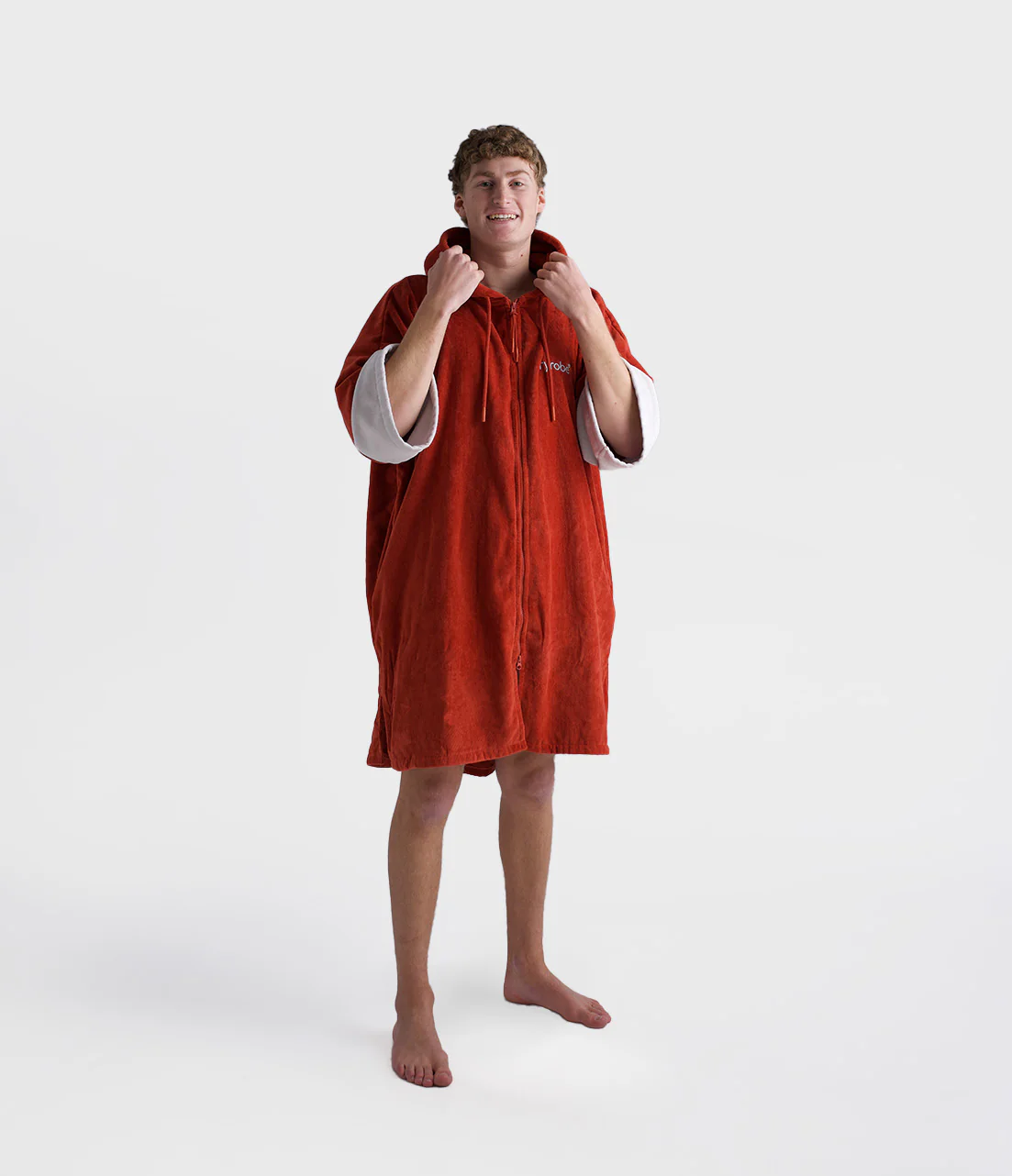 Burnt Orange Full-Zip Organic Towel Robe - Image 2