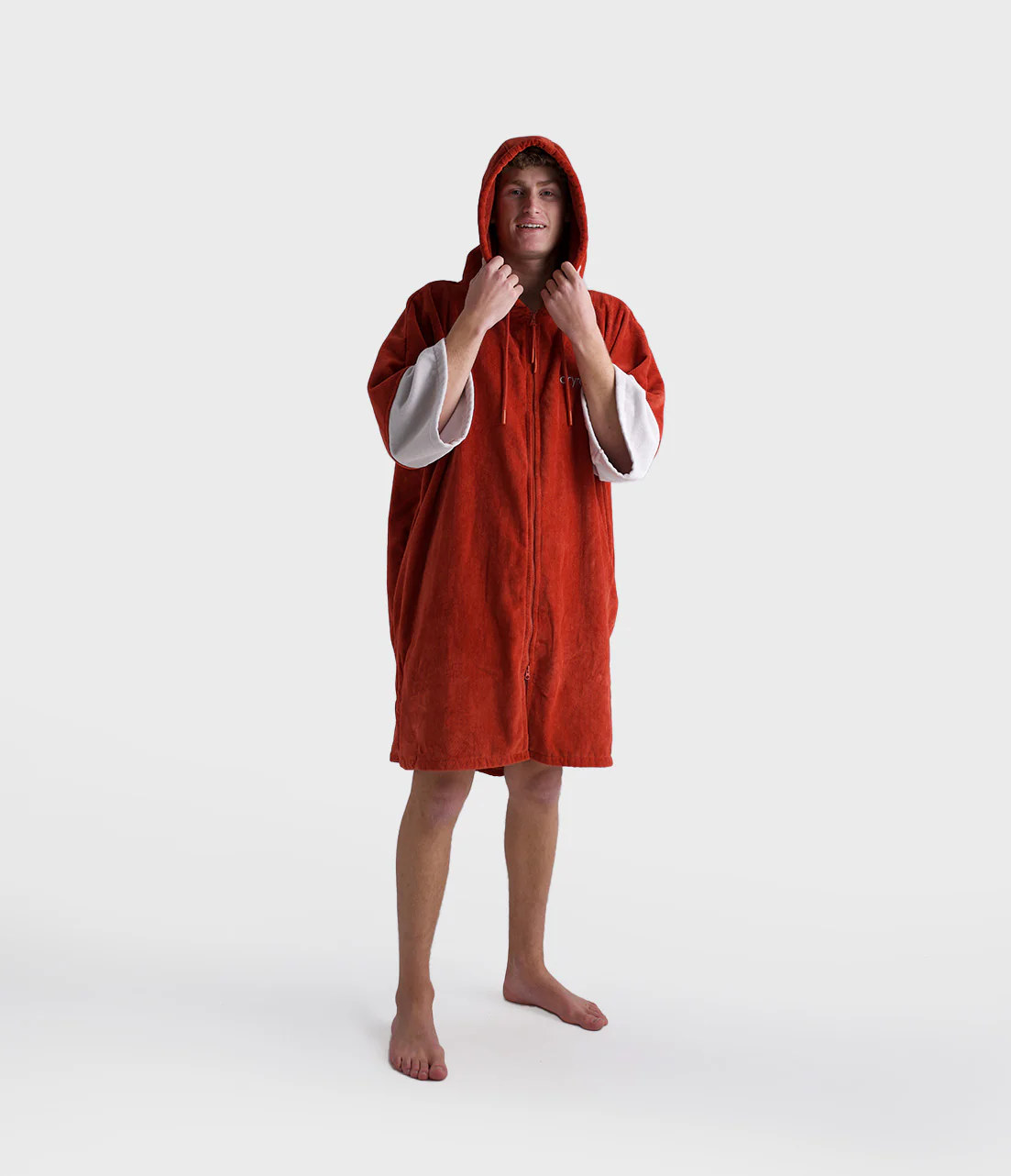 Burnt Orange Full-Zip Organic Towel Robe - Image 4