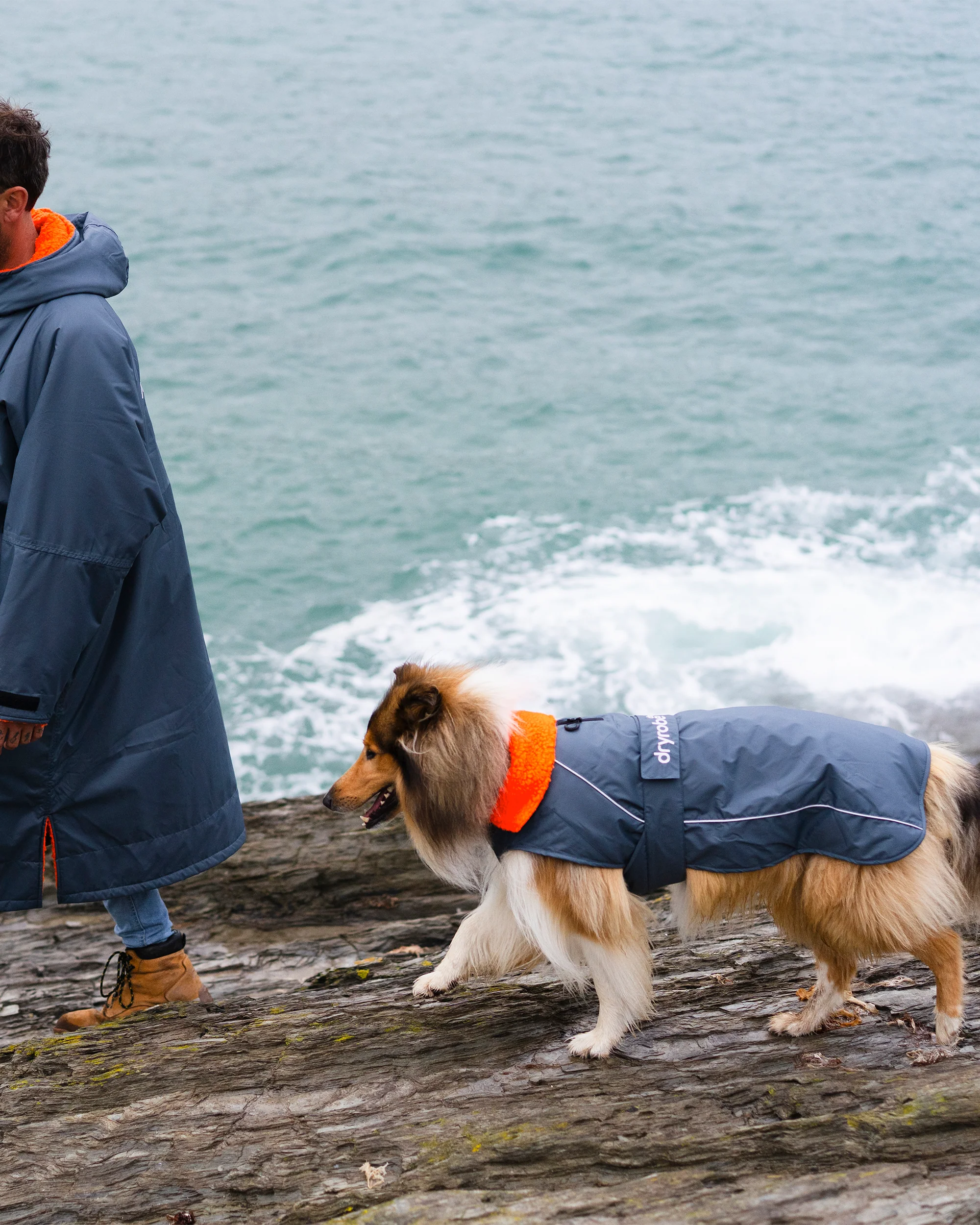 Dark Grey Orange Dog Coat - Image 9