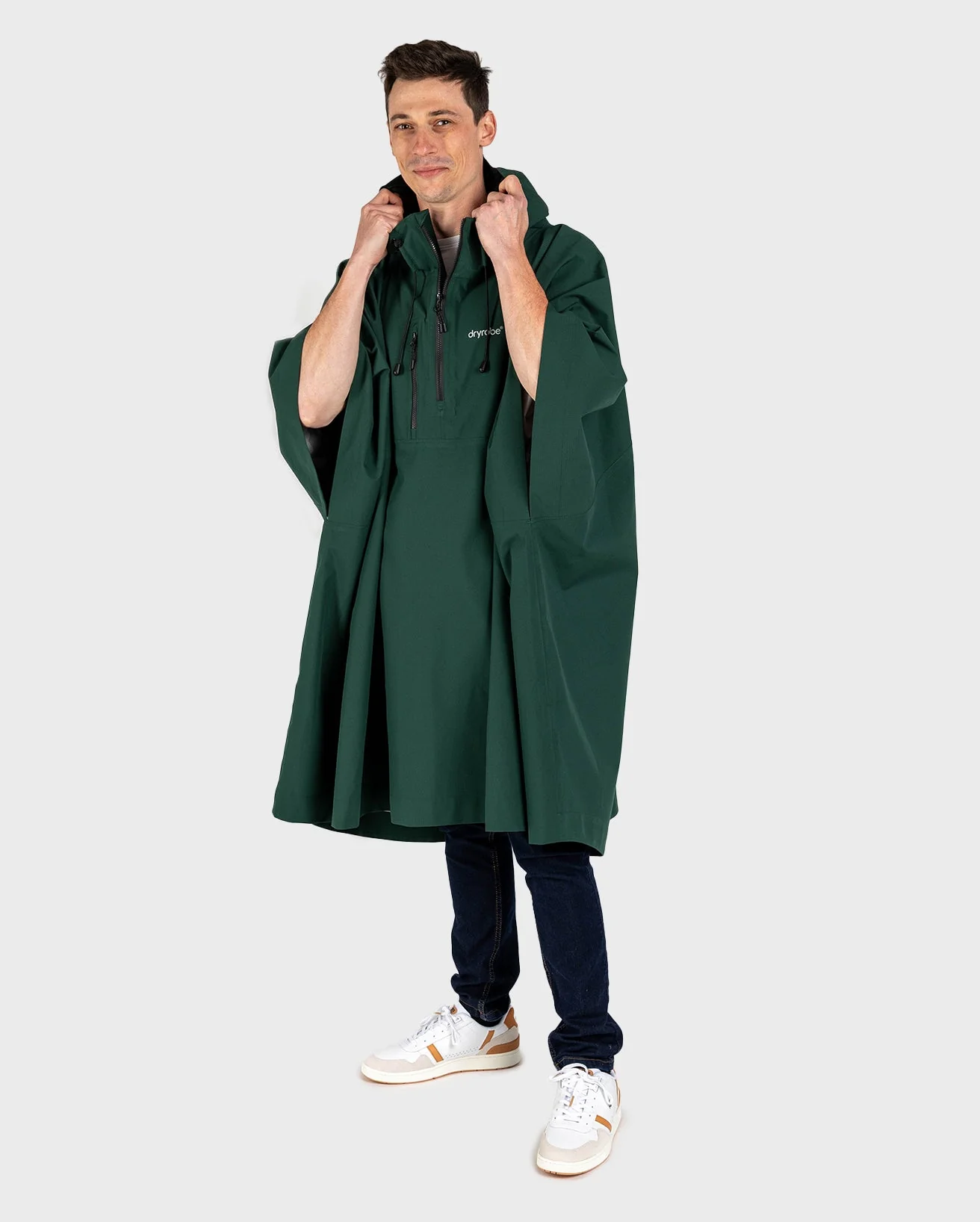 Dark Green One Size Rainproof Poncho - Image 10