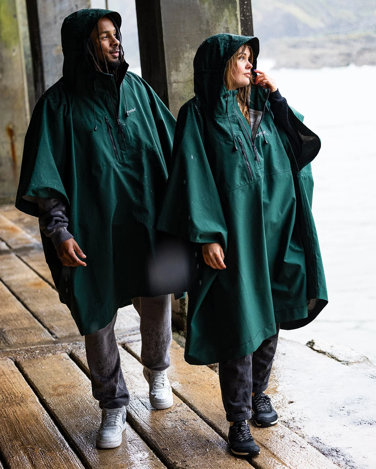 Dark Green One Size Rainproof Poncho - Image 15