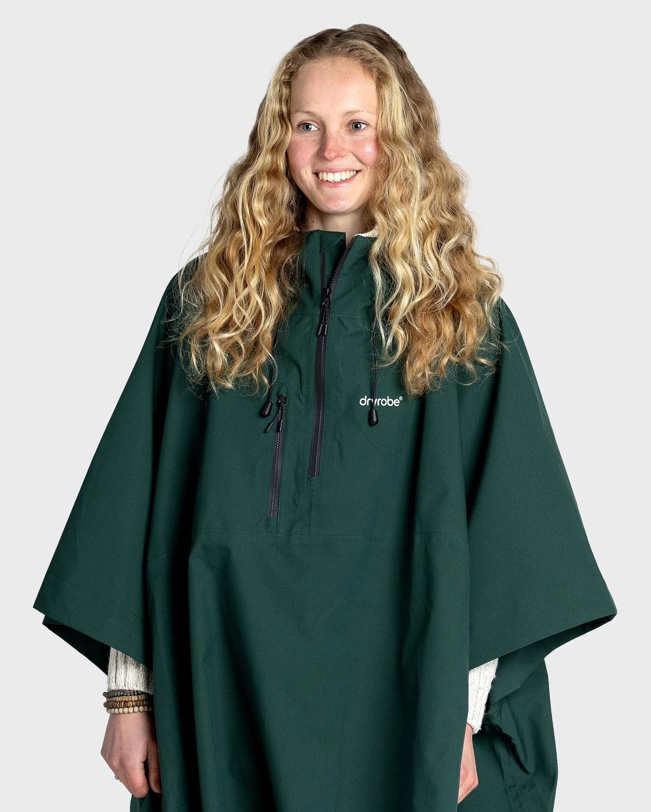 Dark Green One Size Rainproof Poncho - Image 3