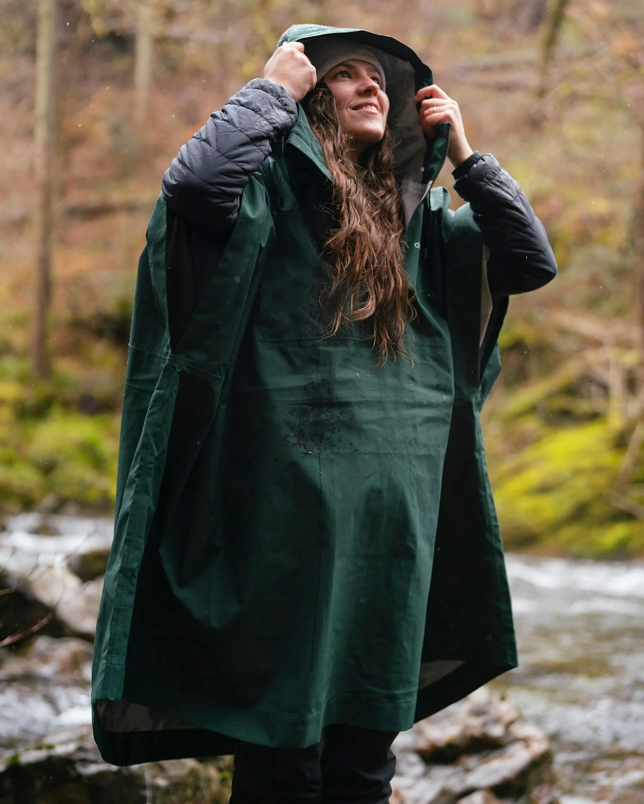 Dark Green One Size Rainproof Poncho - Image 6