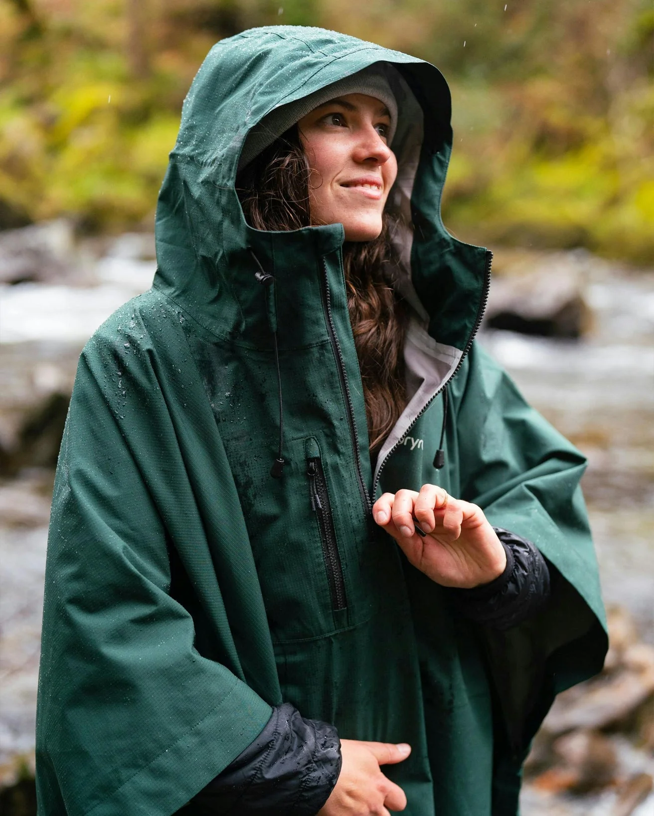 Dark Green One Size Rainproof Poncho - Image 7