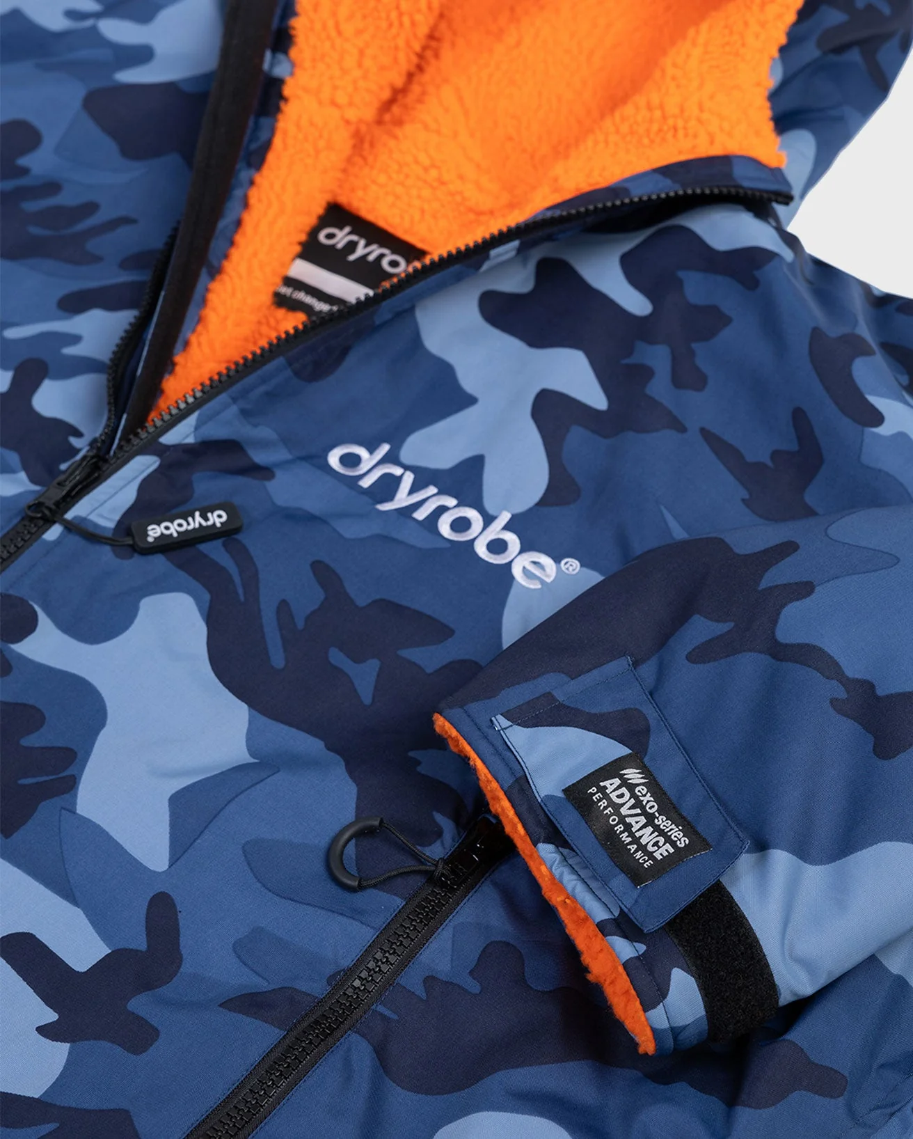 Blue Camo Orange Kids Advance Changing Robe - Image 8