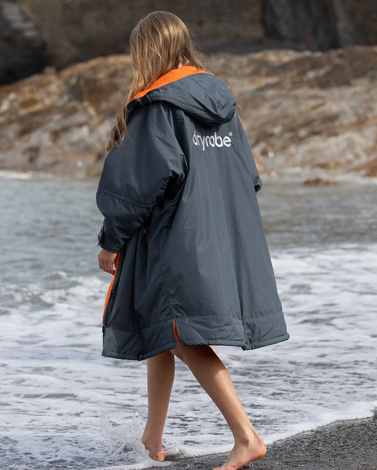 Dark Grey Orange Kids Advance Changing Robe - Image 4
