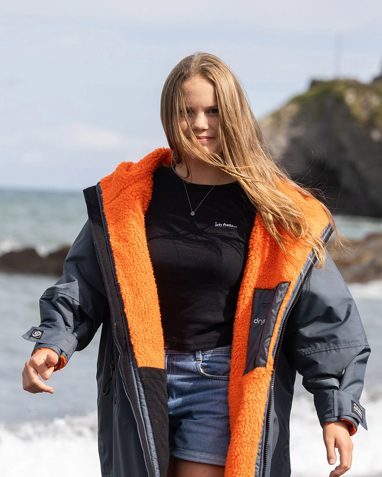 Dark Grey Orange Kids Advance Changing Robe - Image 5