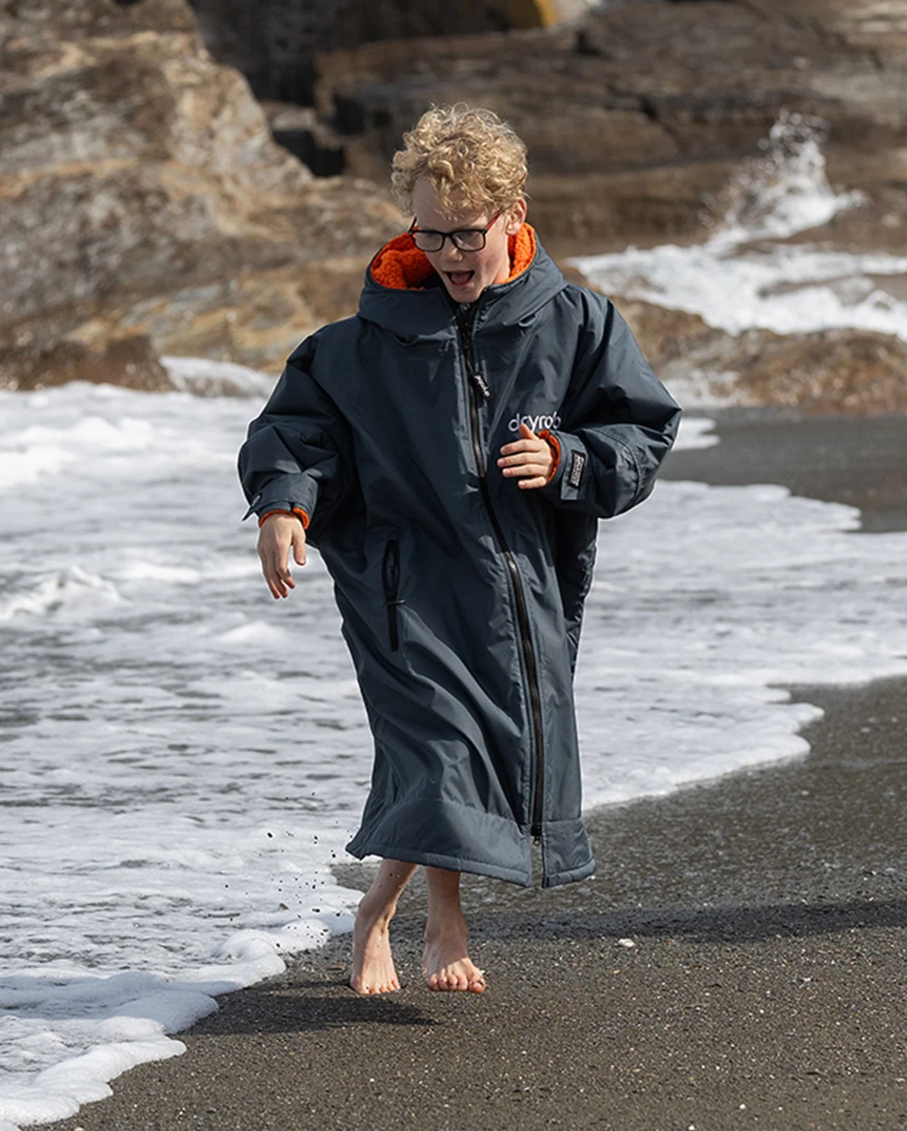 Dark Grey Orange Kids Advance Changing Robe - Image 6