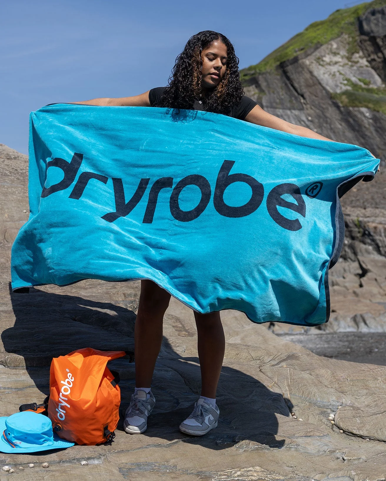 Blue Charcoal Grey Beach Towel - Image 3