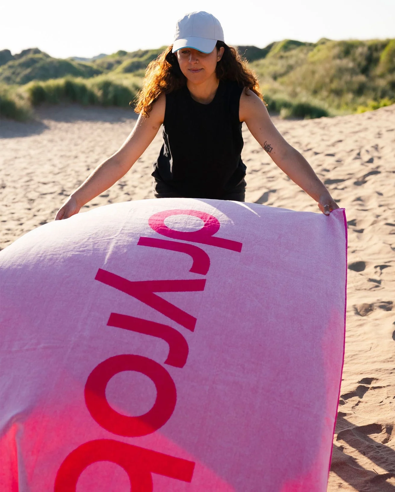 Pink Light Grey Beach Towel - Image 3