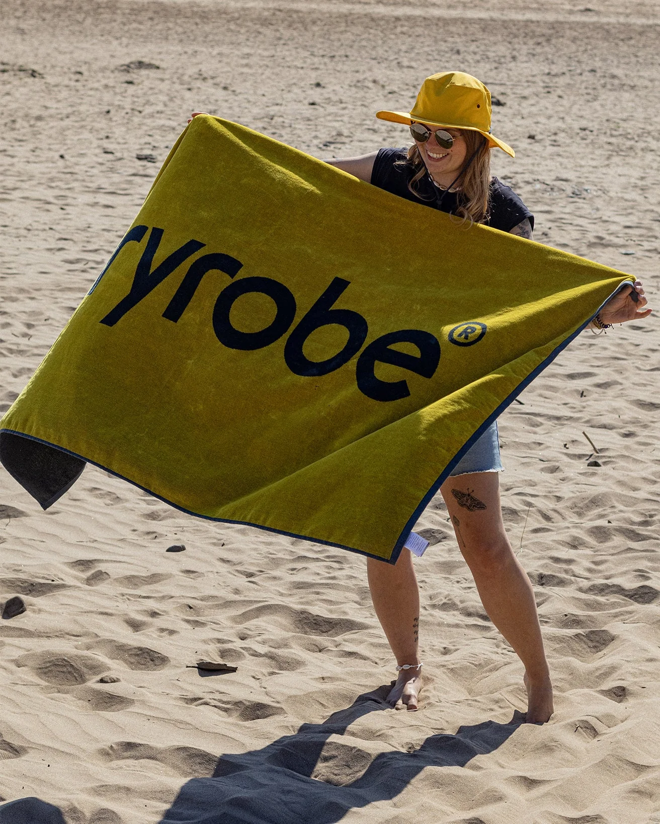 Yellow Charcoal Grey Beach Towel - Image 3