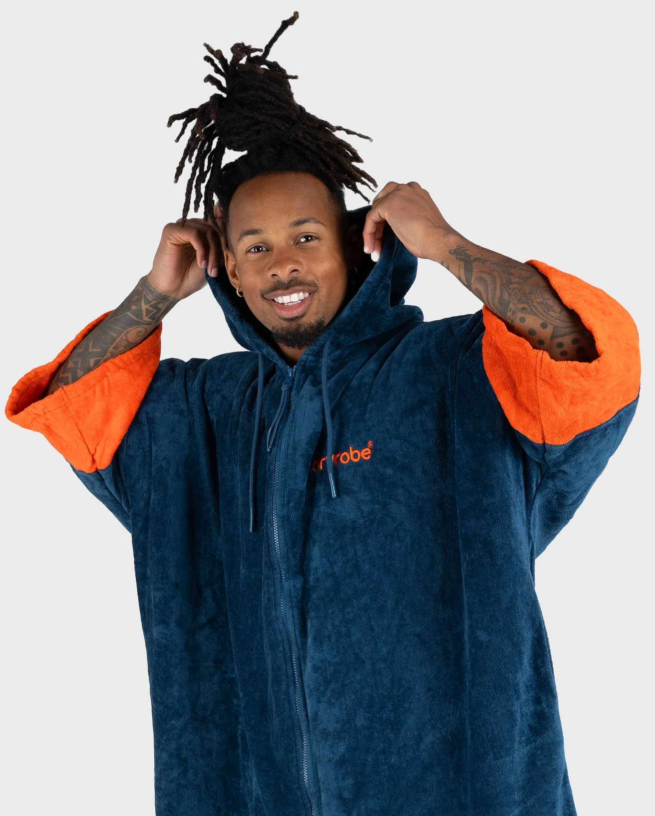 Deep Sea Blue Full-Zip Organic Towel Changing Robe - Image 12