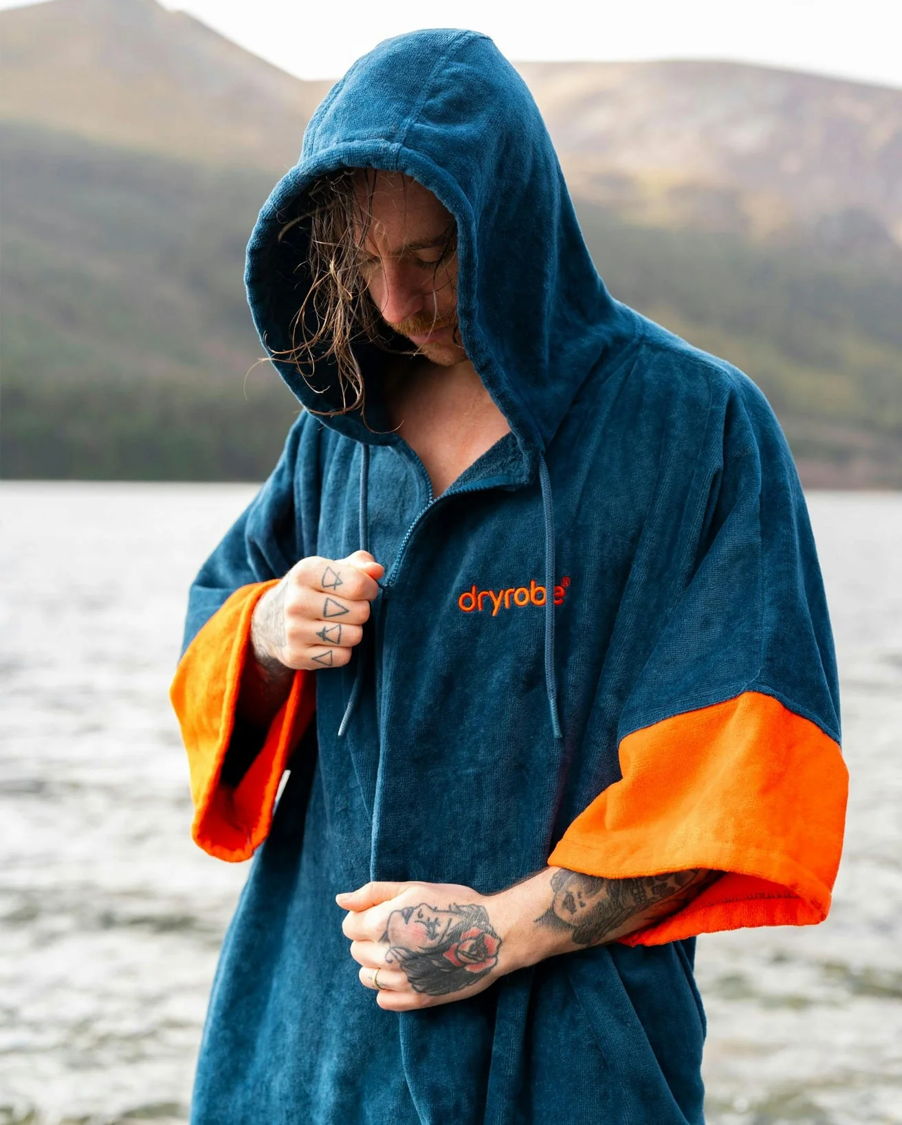 Deep Sea Blue Full-Zip Organic Towel Changing Robe - Image 16