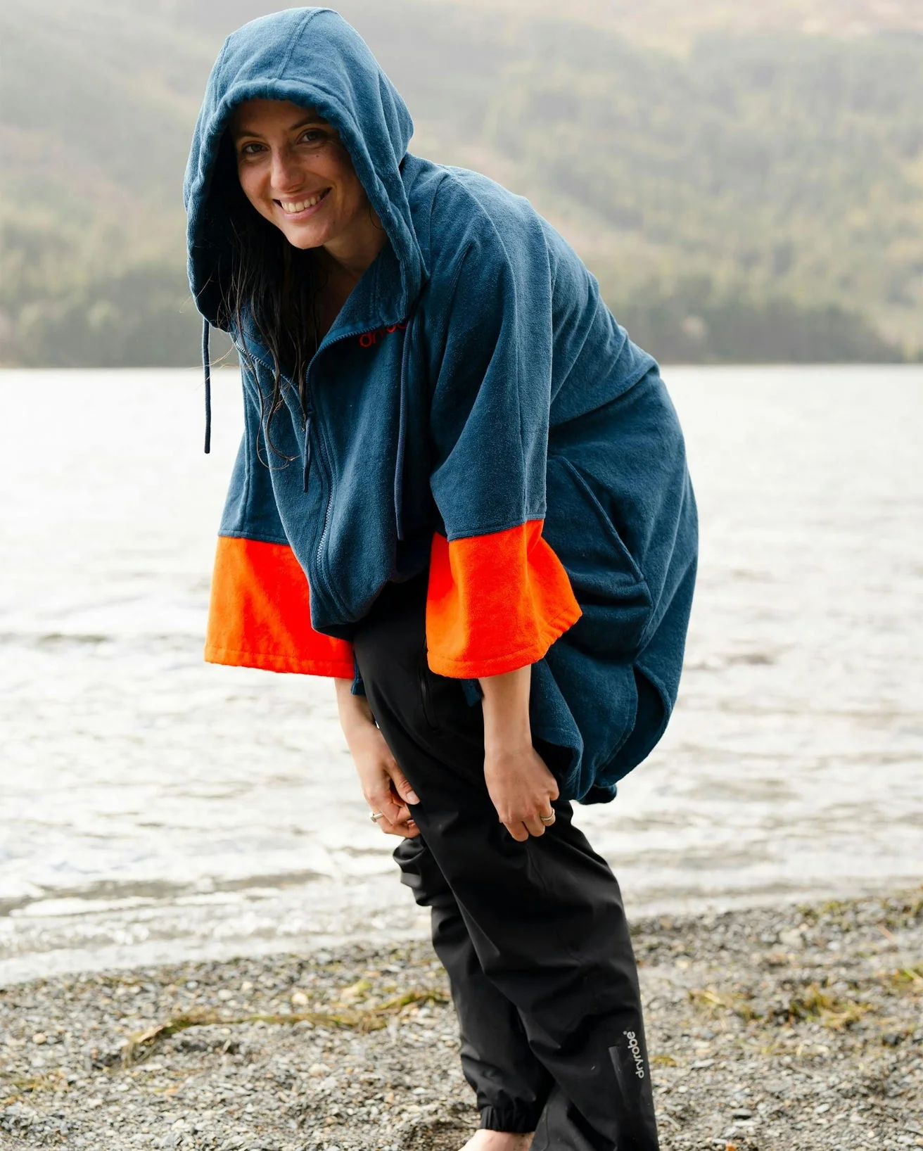 Deep Sea Blue Full-Zip Organic Towel Changing Robe - Image 7