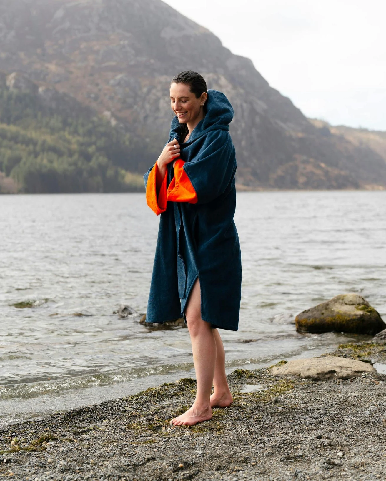 Deep Sea Blue Full-Zip Organic Towel Changing Robe - Image 8