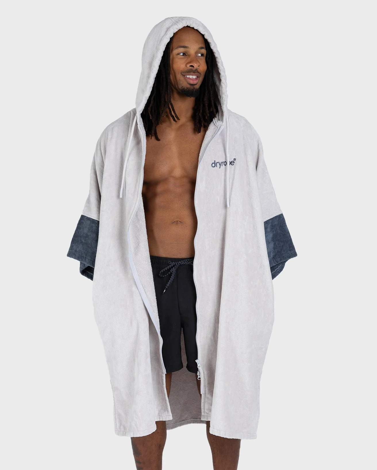 Light Grey Full-Zip Organic Towel Changing Robe - Image 11
