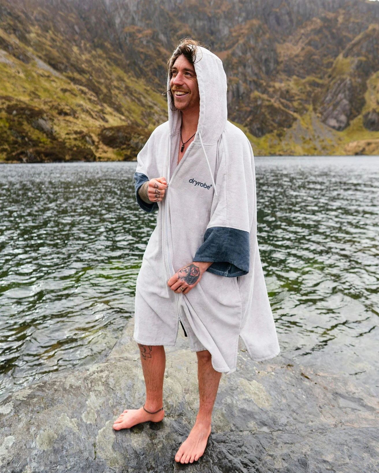 Light Grey Full-Zip Organic Towel Changing Robe - Image 17