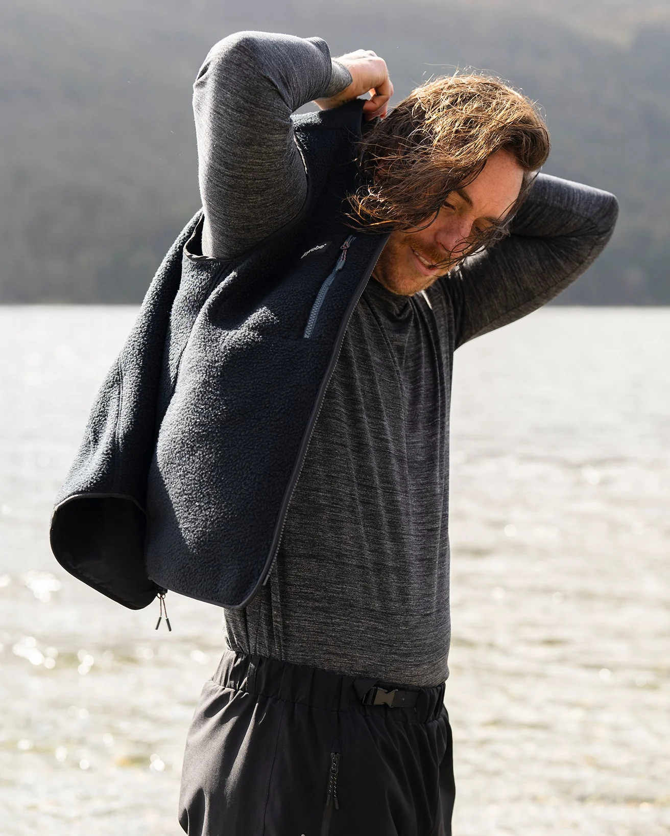 Black Thermal Unisex Fleece Gilet - Image 13