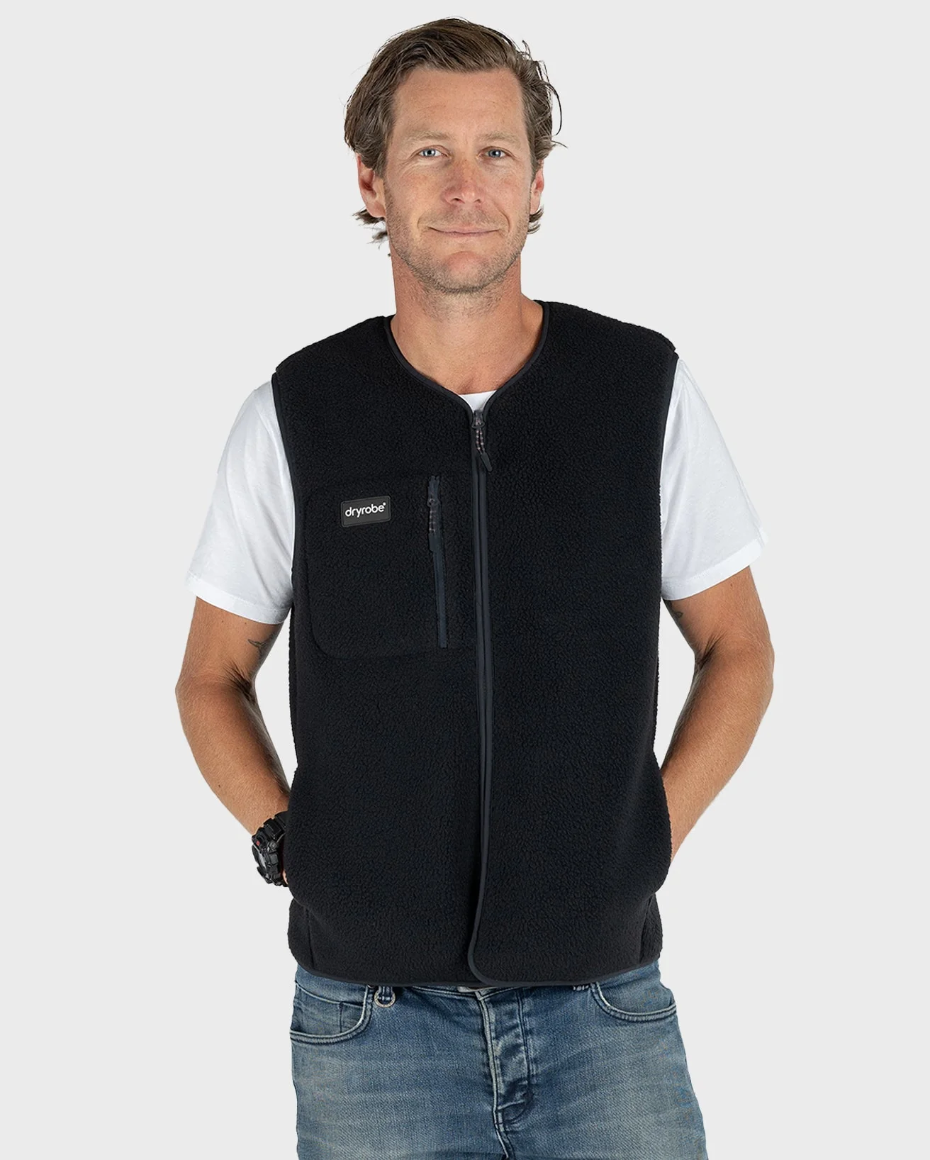 Black Thermal Unisex Fleece Gilet - Image 9
