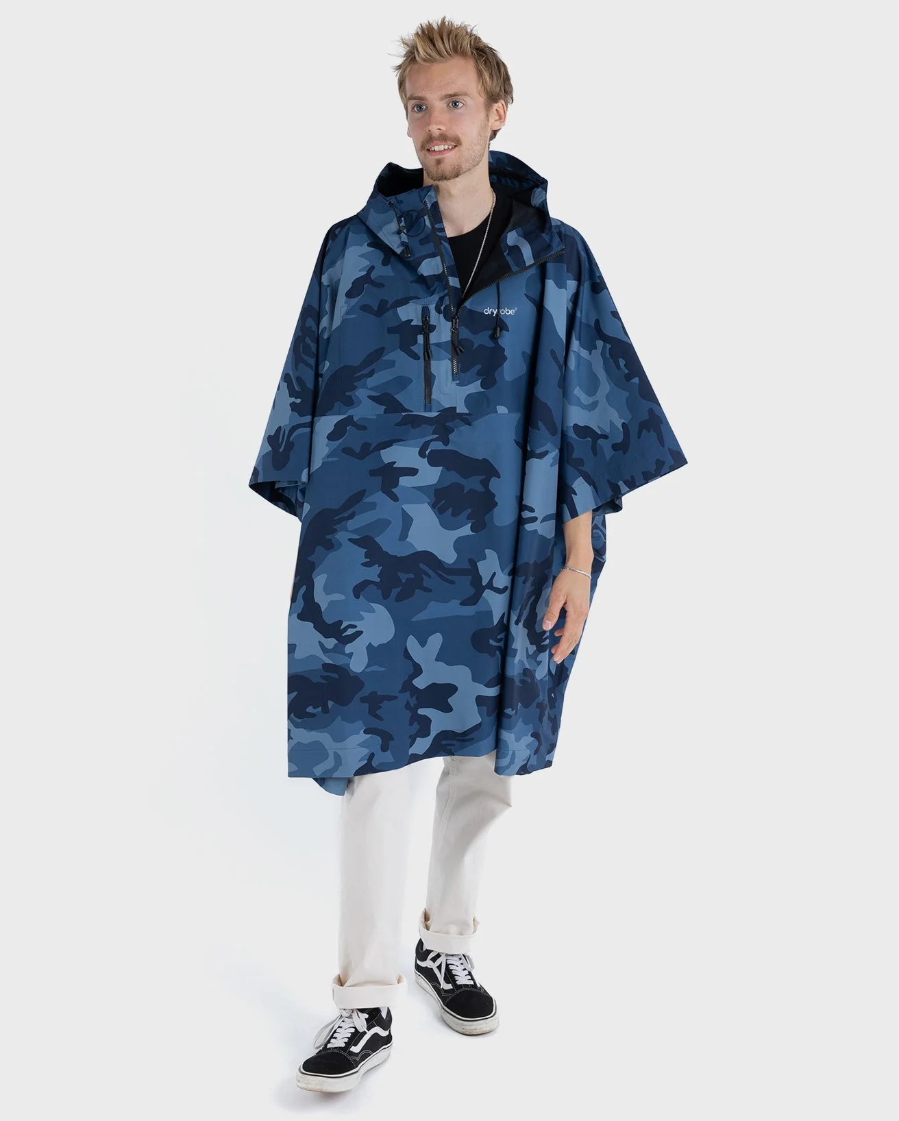 Blue One Size Camo Rainproof Poncho - Image 10