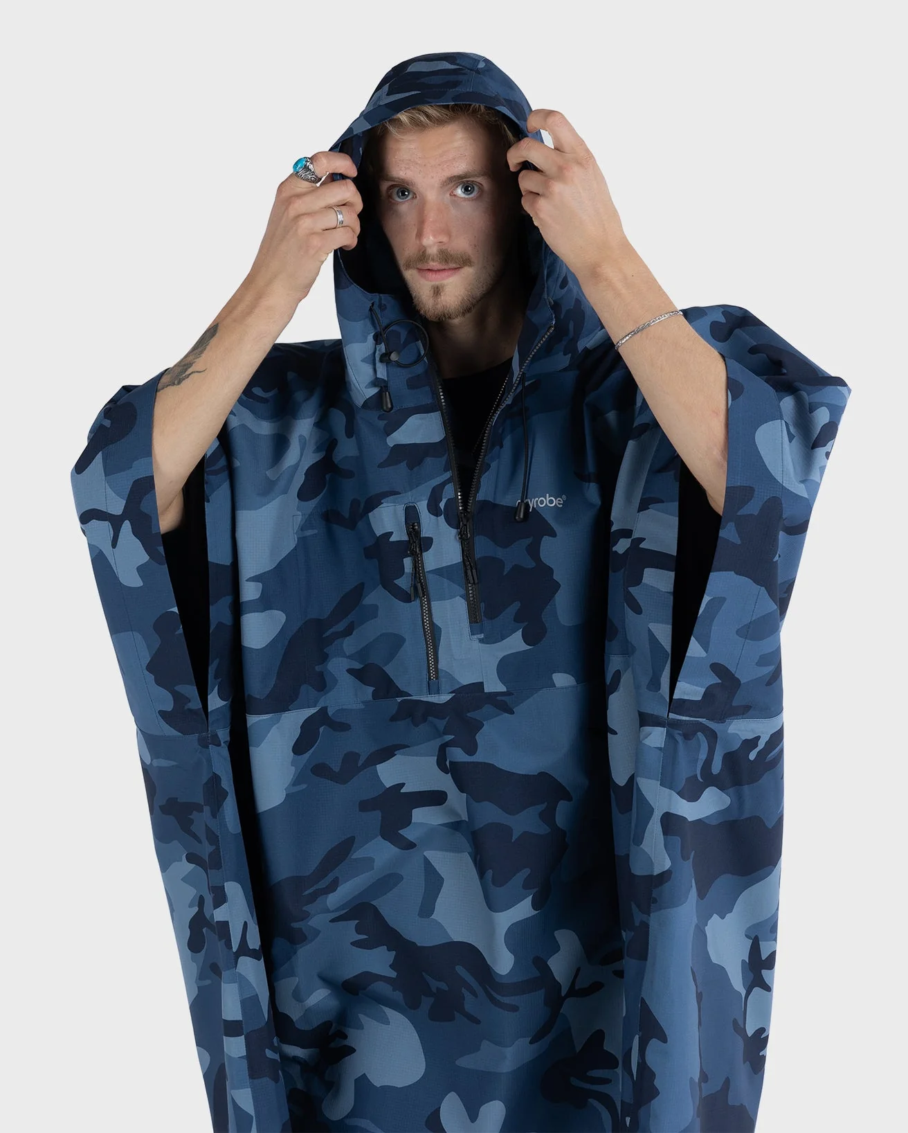Blue One Size Camo Rainproof Poncho - Image 11