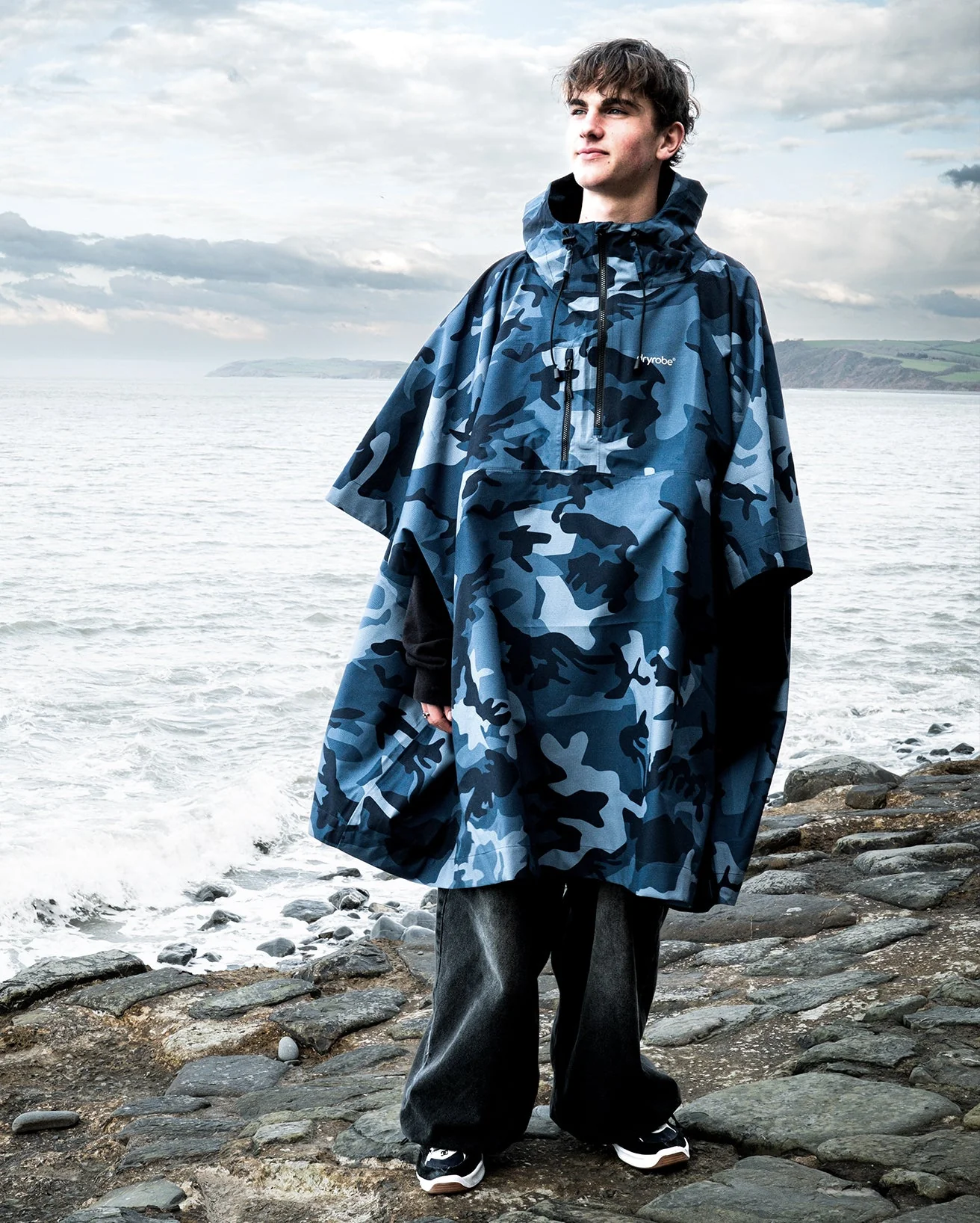 Blue One Size Camo Rainproof Poncho - Image 14