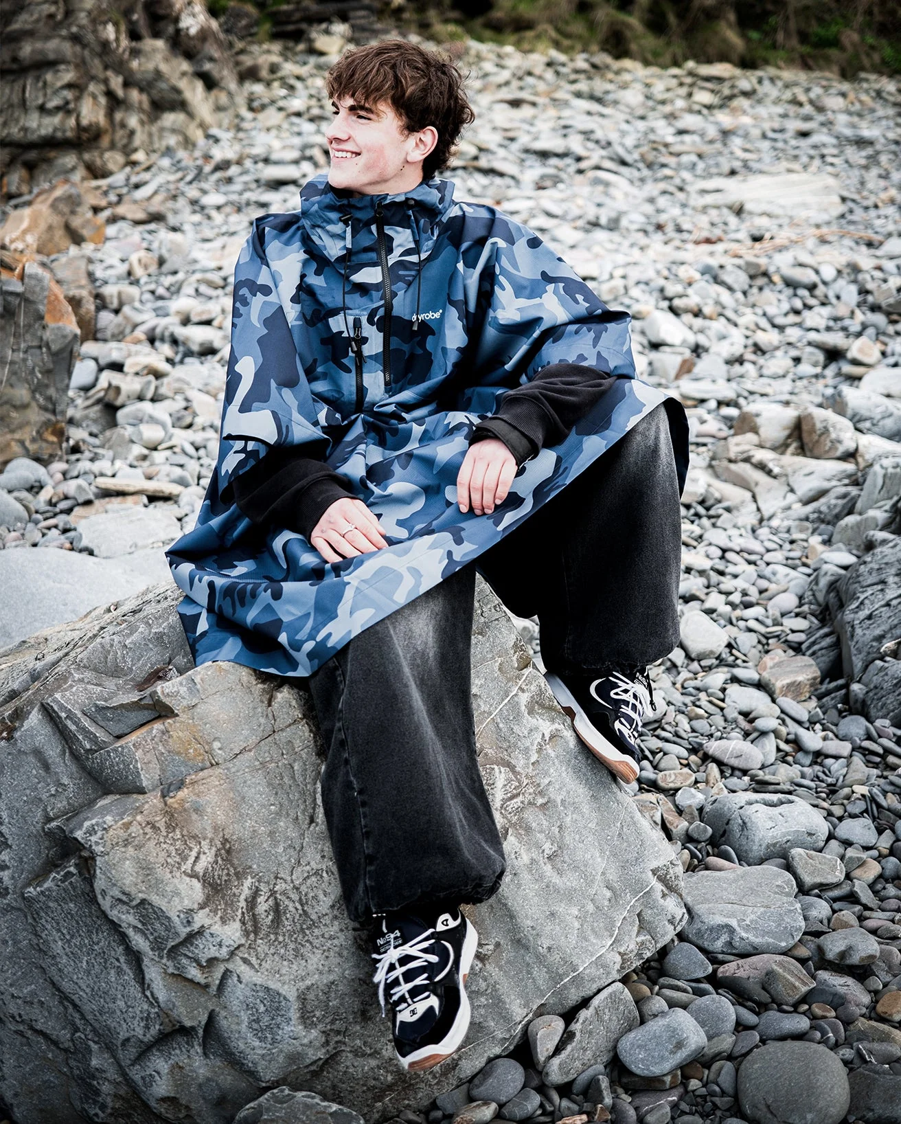 Blue One Size Camo Rainproof Poncho - Image 15