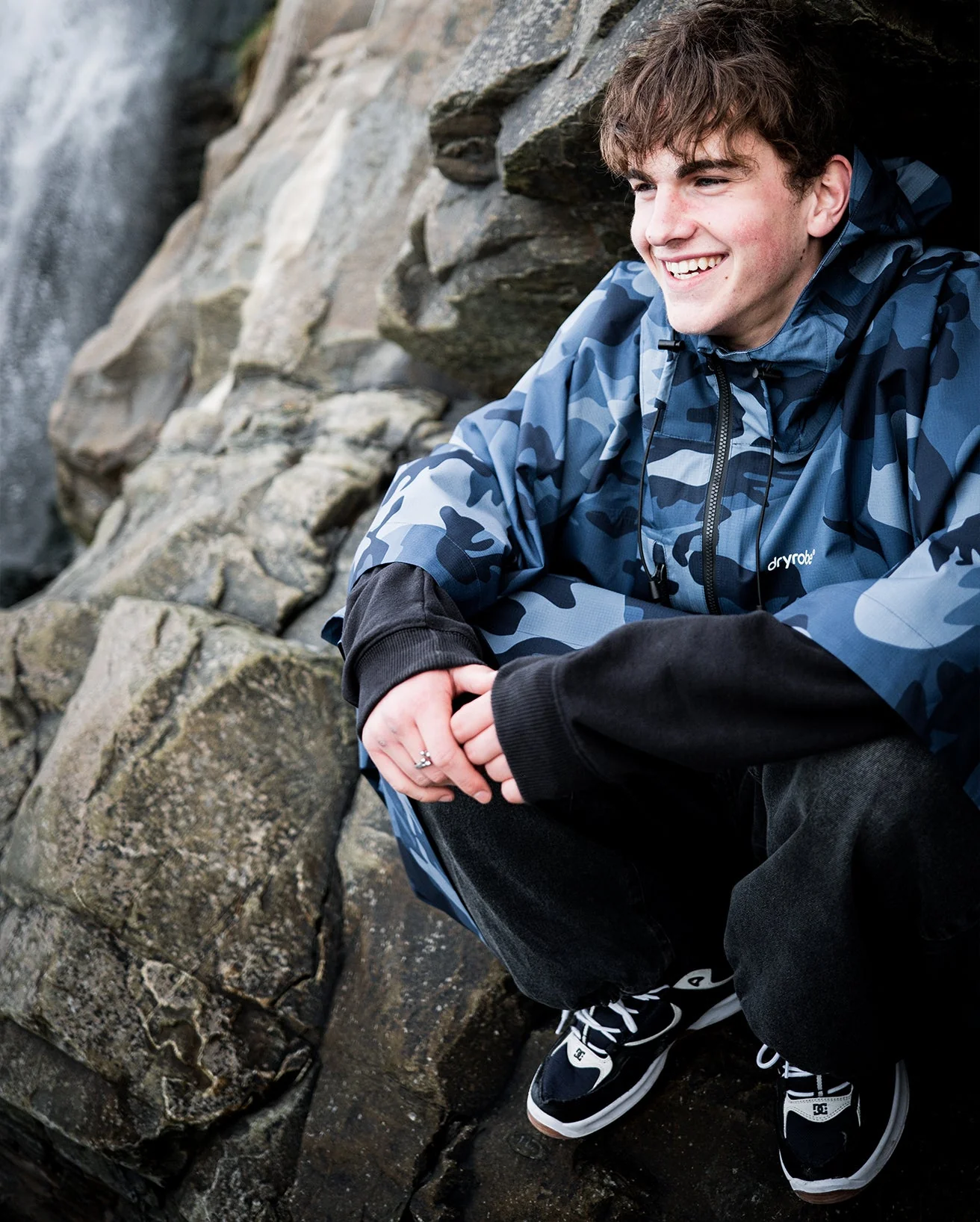 Blue One Size Camo Rainproof Poncho - Image 16