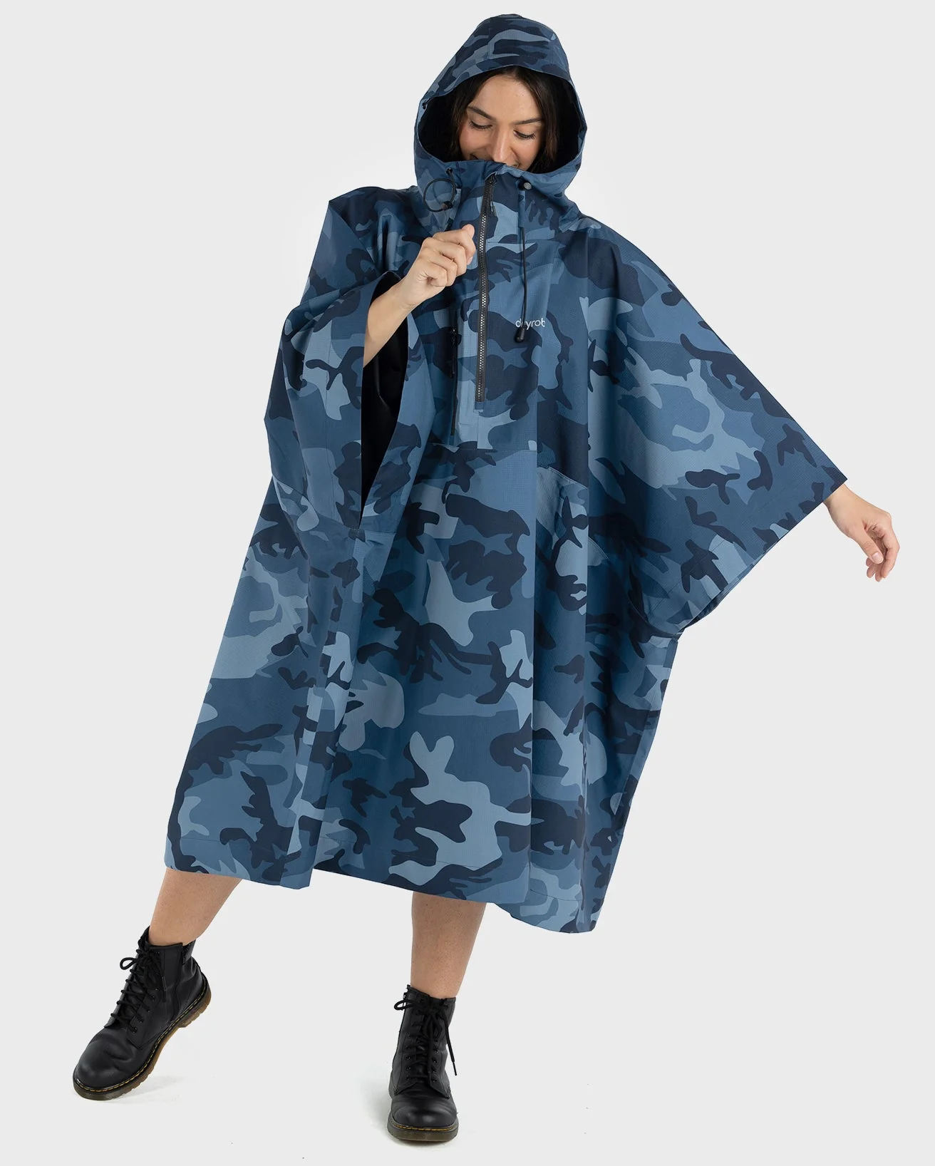 Blue One Size Camo Rainproof Poncho - Image 20