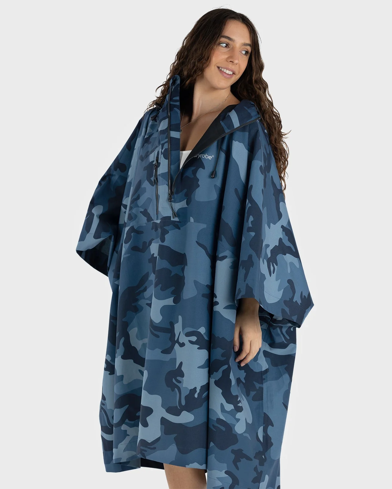Blue One Size Camo Rainproof Poncho - Image 3