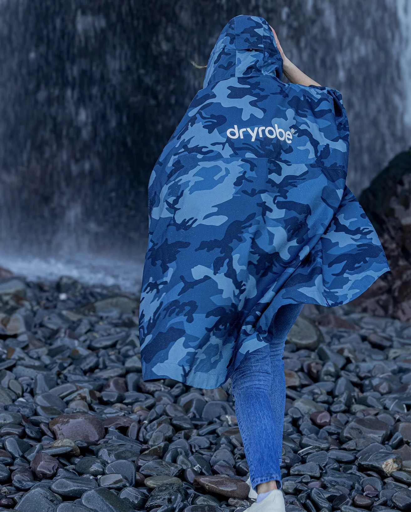 Blue One Size Camo Rainproof Poncho - Image 4