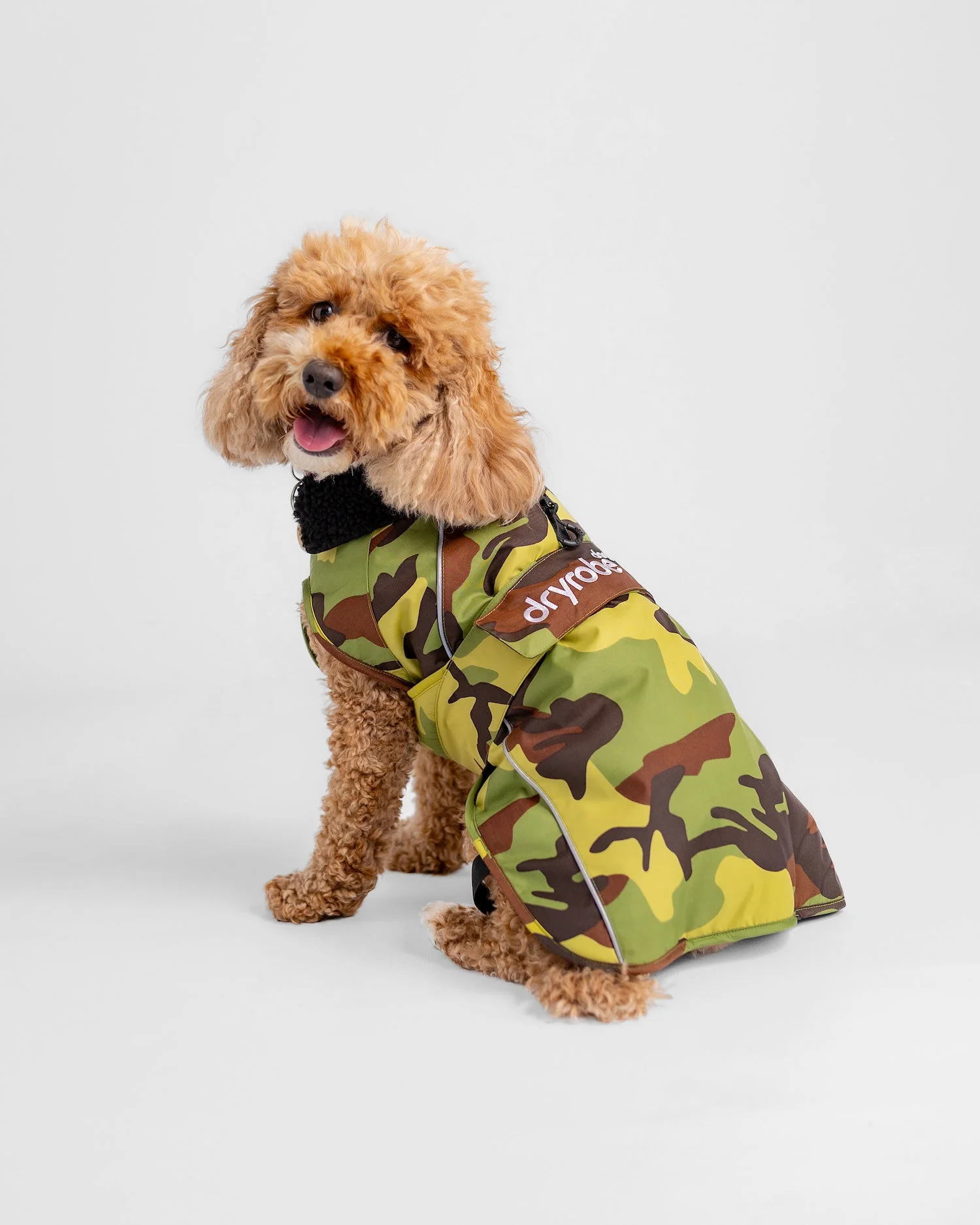 Green Camouflage Black Dog Coat - Image 3