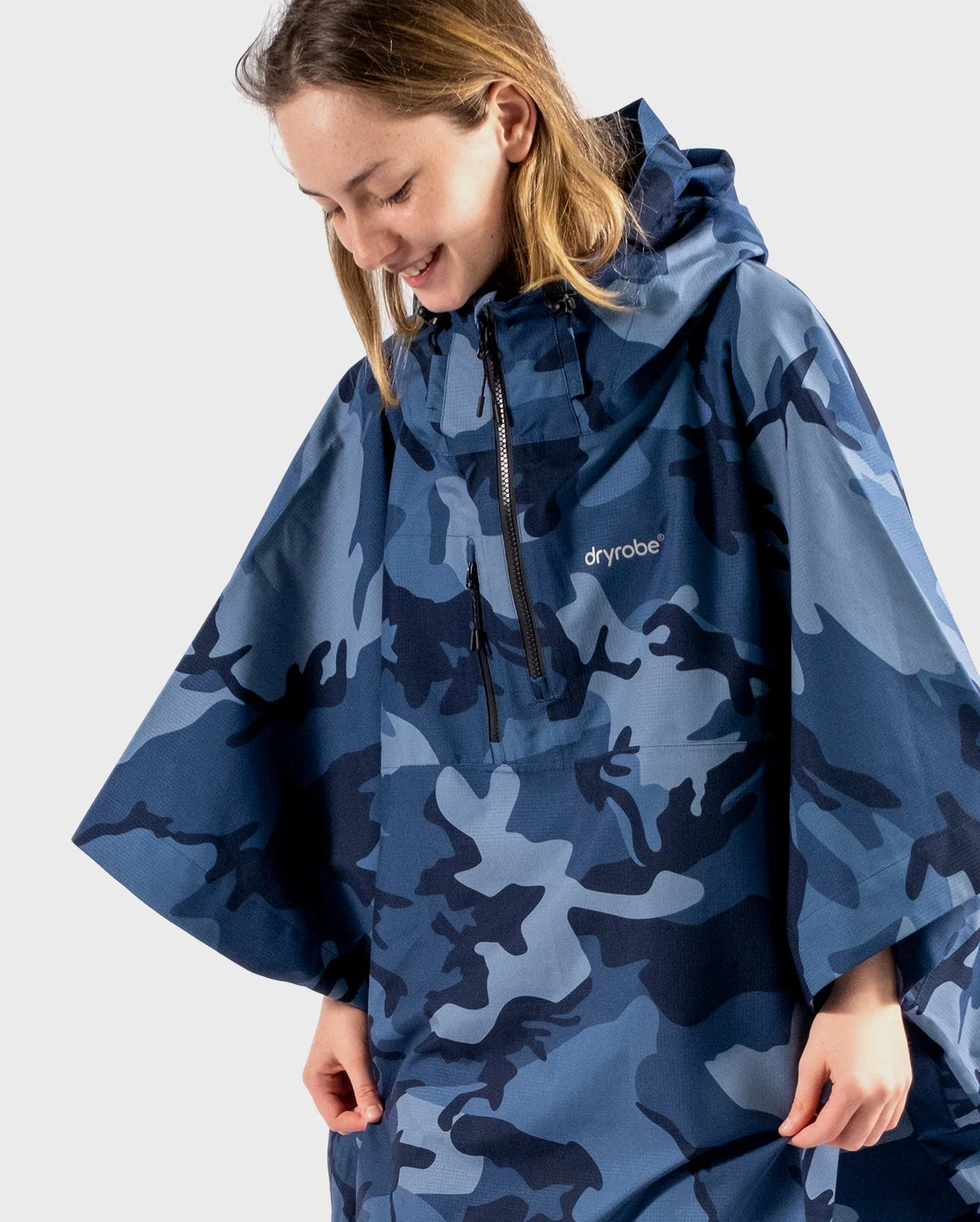 Blue Camo Rainproof Kids Poncho - Image 3