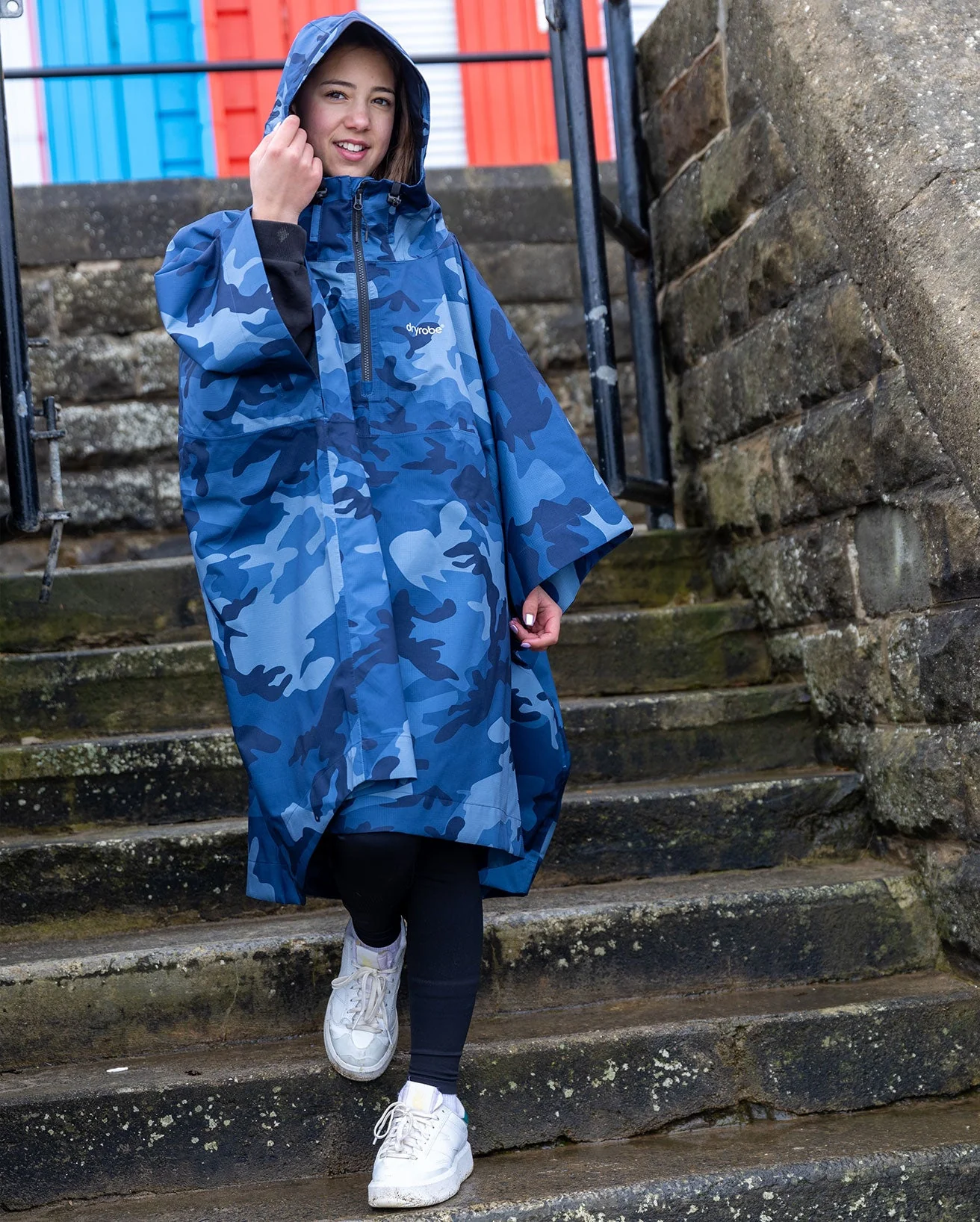 Blue Camo Rainproof Kids Poncho - Image 5