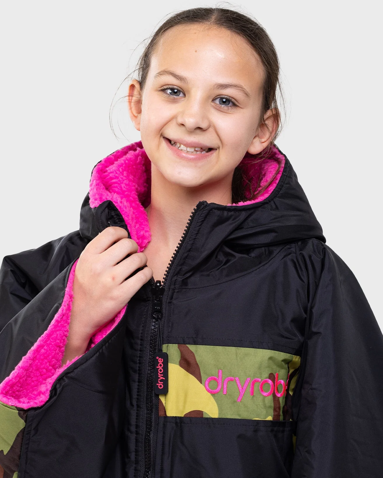 REWORK - Black Pink Camo Easy-Fit Kids Advance Changing Robe - Image 3