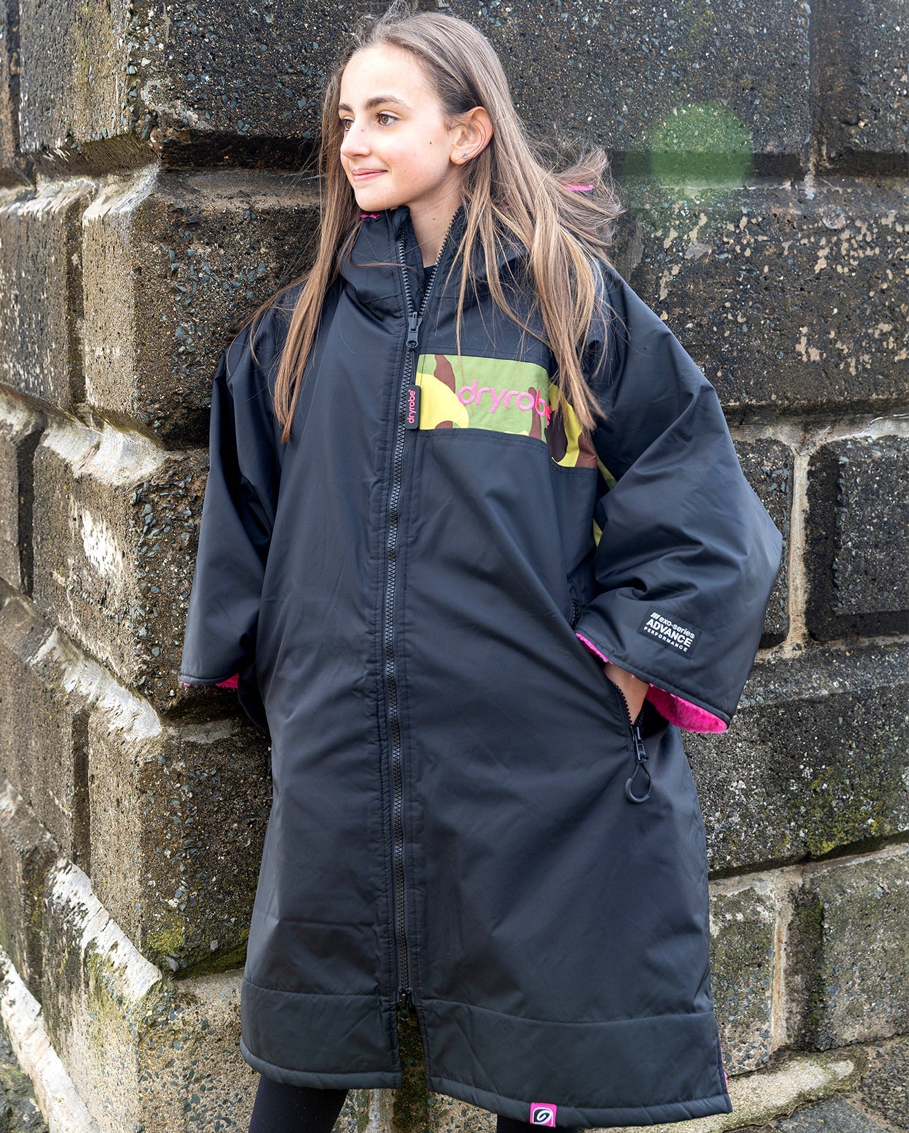 REWORK - Black Pink Camo Easy-Fit Kids Advance Changing Robe - Image 6