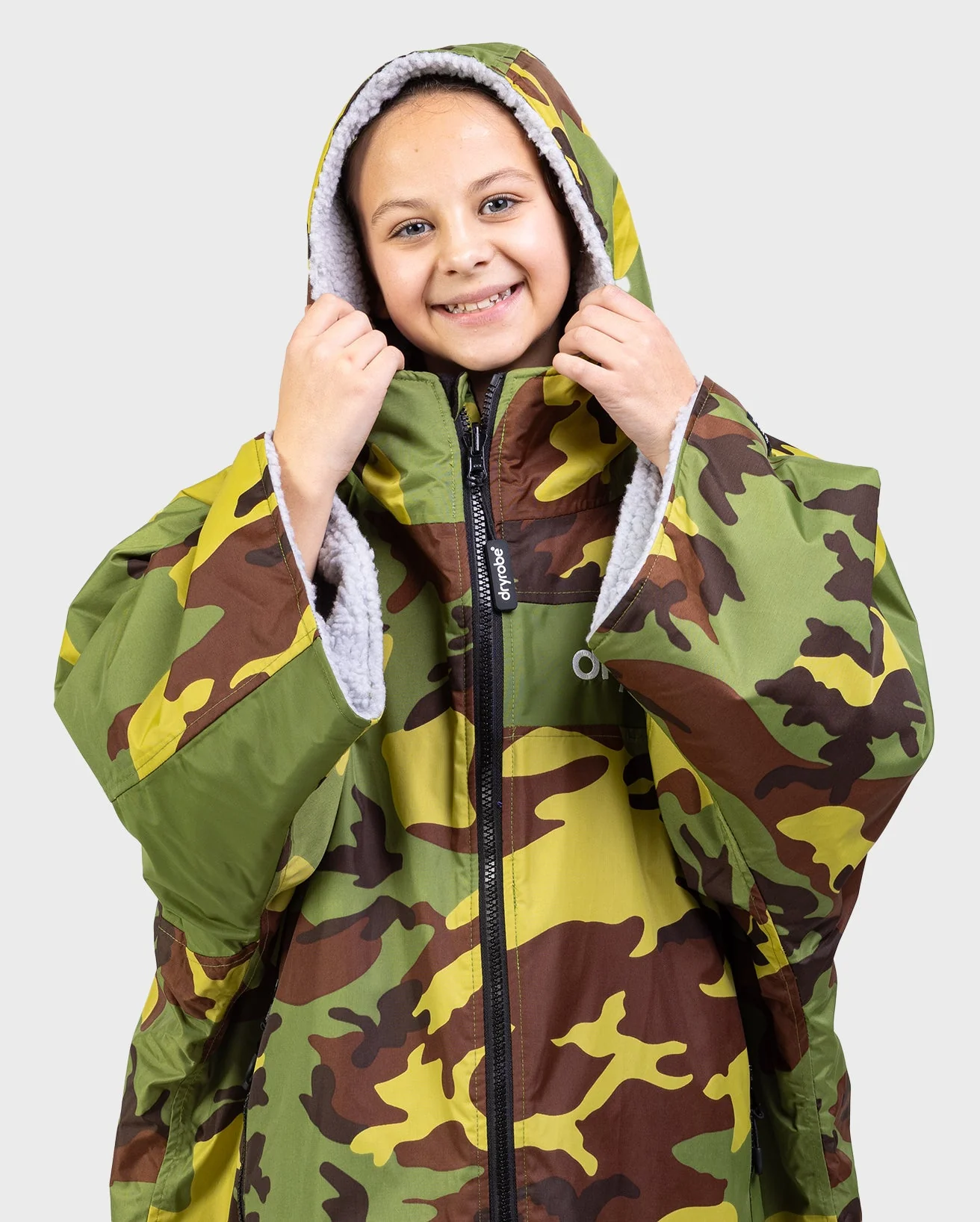 REWORK - Camo Grey Green Easy-Fit Kids Advance Changing Robe - Image 2