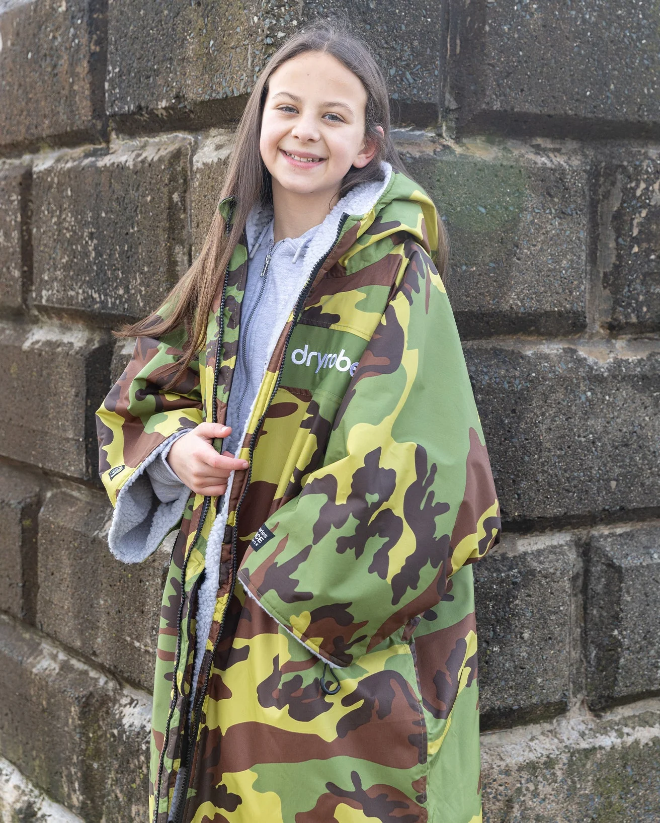 REWORK - Camo Grey Green Easy-Fit Kids Advance Changing Robe - Image 6