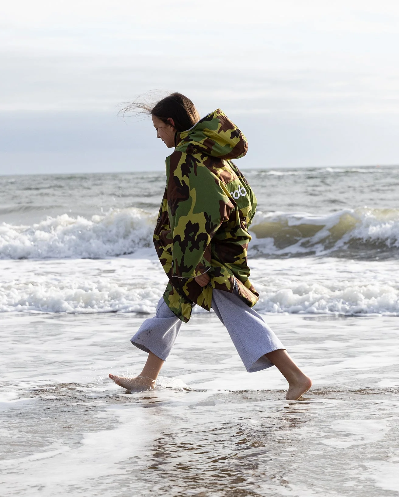 REWORK - Camo Grey Green Easy-Fit Kids Advance Changing Robe - Image 7