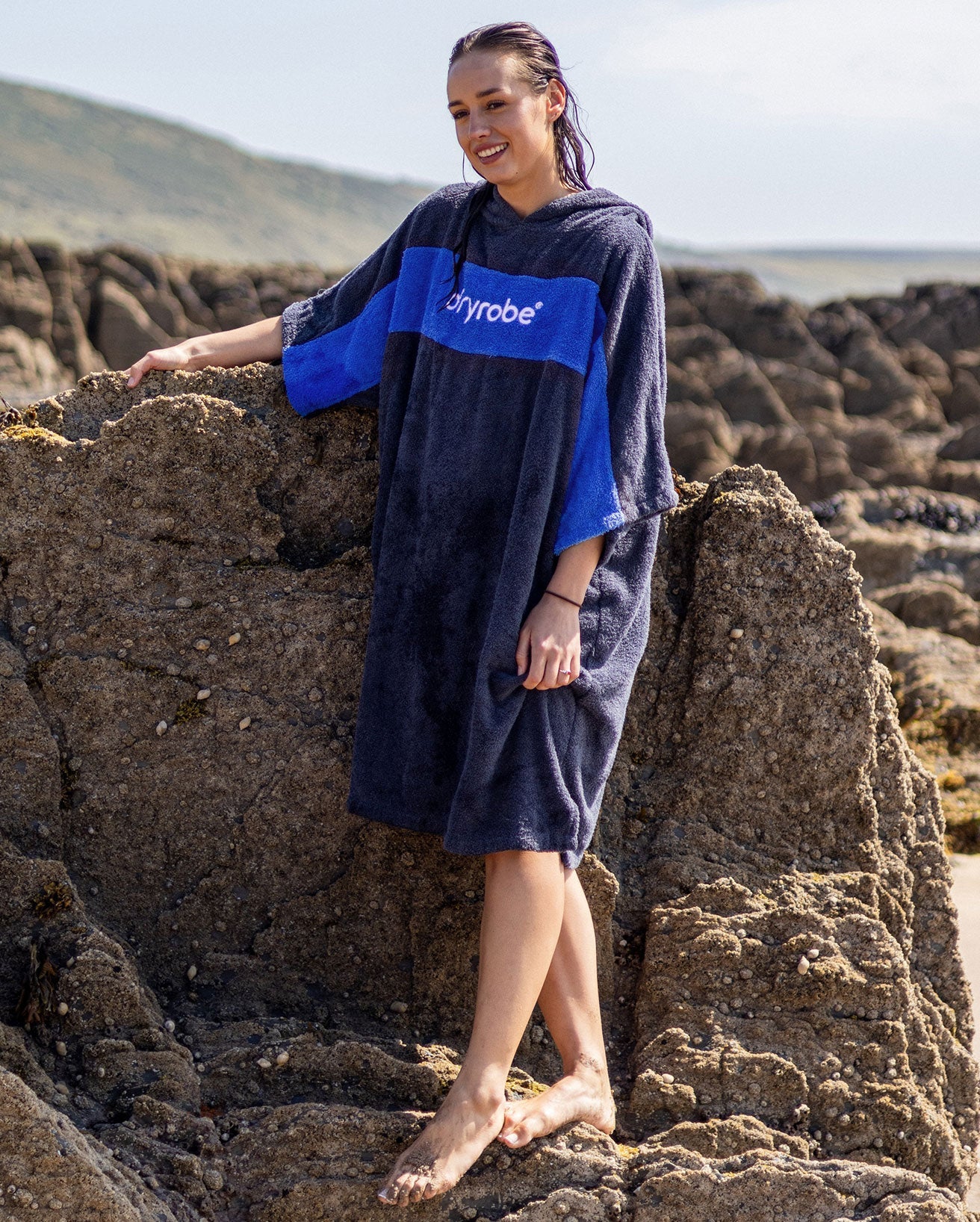 REWORK - Navy Royal Blue Organic Towel Changing Robe - Image 3