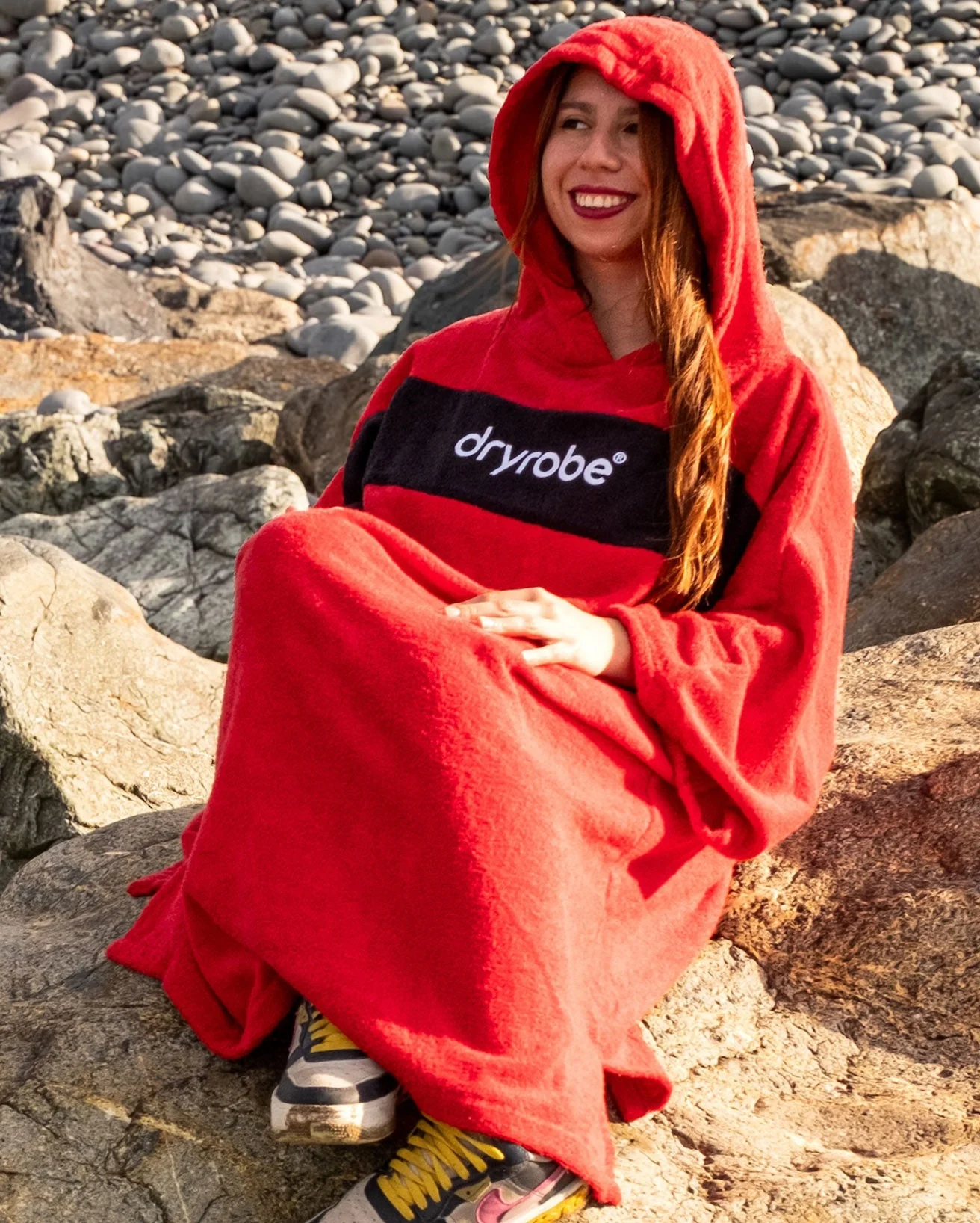 REWORK - Red Black Organic Towel Changing Robe - Image 4