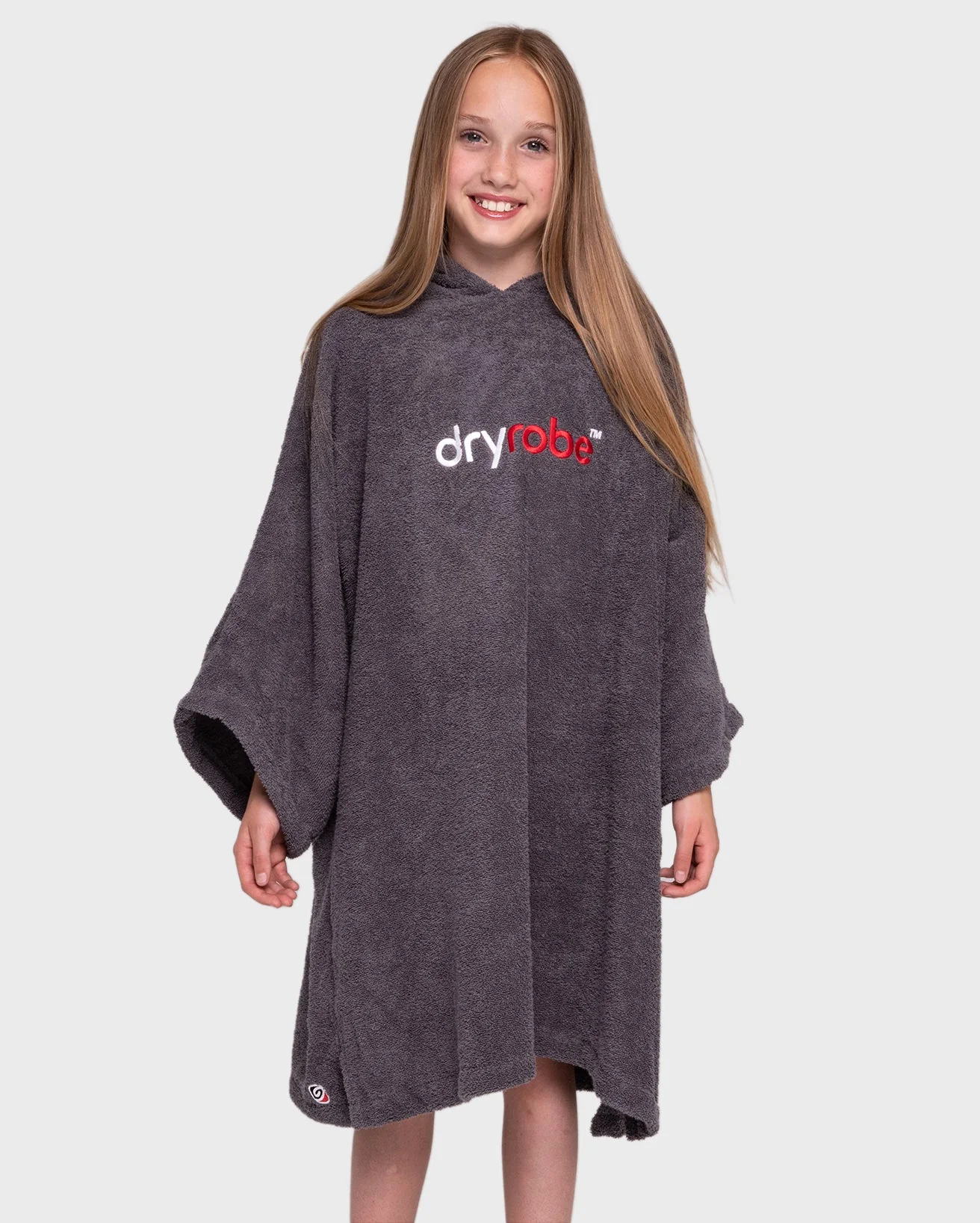 Slate Grey Kids Organic Towel Changing Robe - Image 2