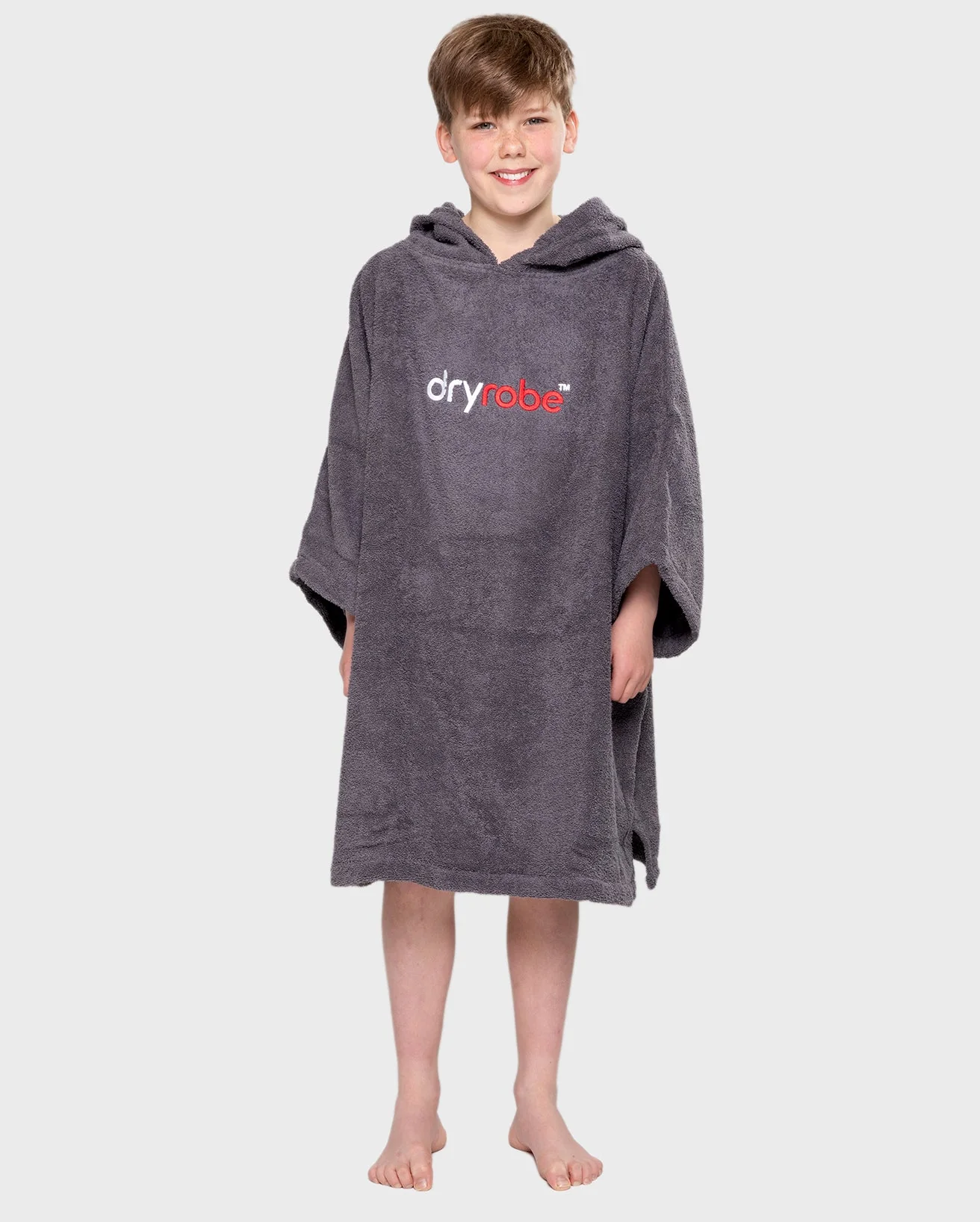 Slate Grey Kids Organic Towel Changing Robe - Image 3